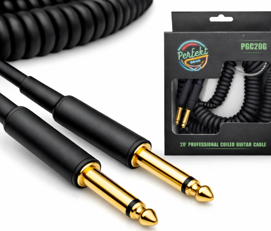 Perfekt Gear PGC20G 20' Gold Tip Heavy Coiled Instrument Cable